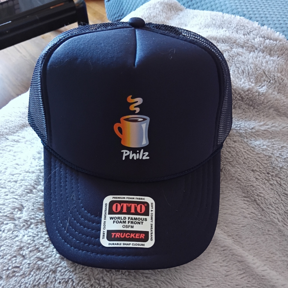 OTTO Dark Blue Trucker Hat with Coffee Cup Design